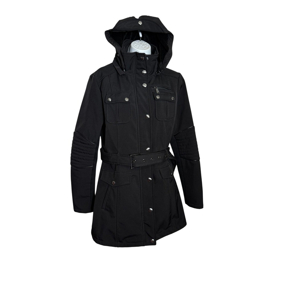 BCBGeneration Coat Size Large Hooded Belted Soft Shell‎ Jacket Anorak Coat  🖤